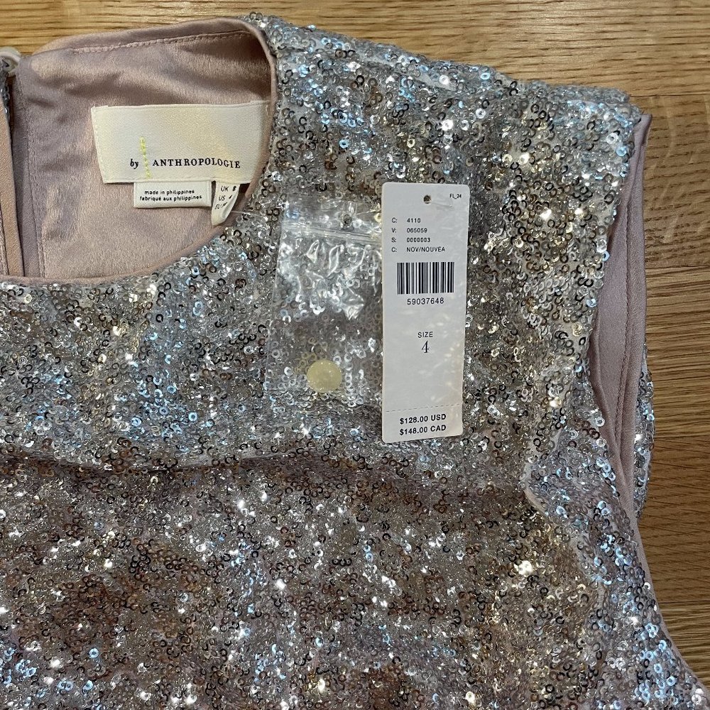 Anthropologie Fatima Sequin Top NWT 4 Ombre Pink